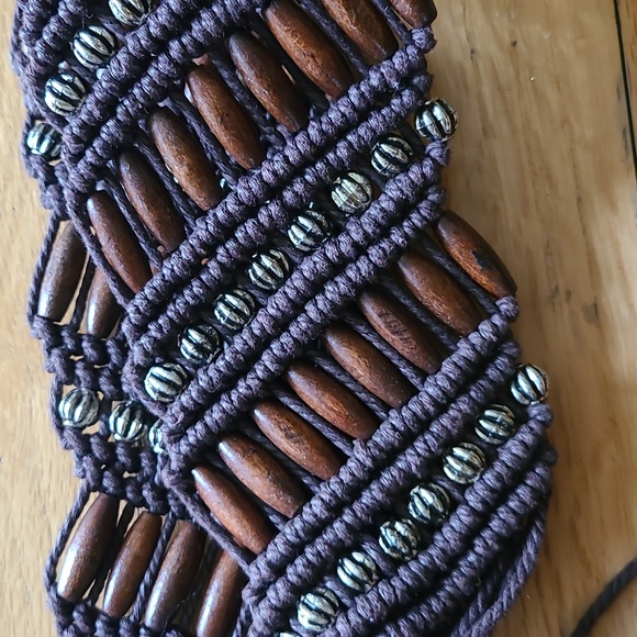 Nwot Brown Beaded Tassel Belt - Picture 2 of 2